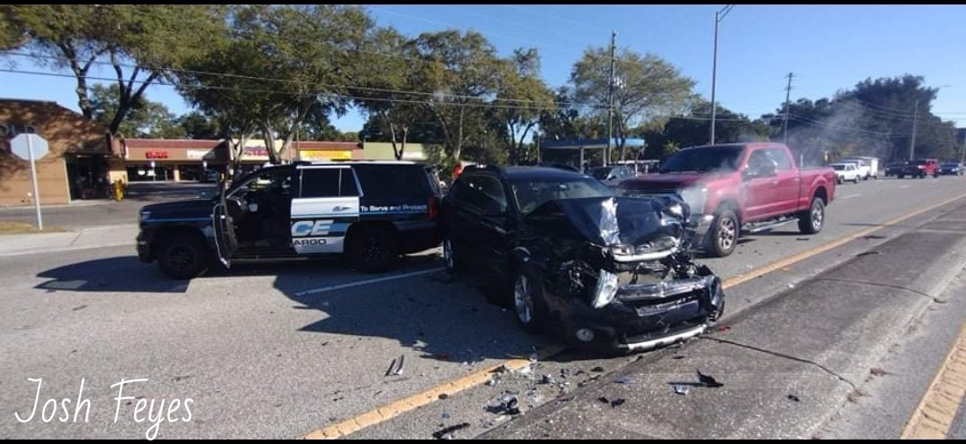 Largo: Officer involved crash closing all westbound lanes in the 6000 block of Roosevelt Blvd due to crash. No serious injuries reported