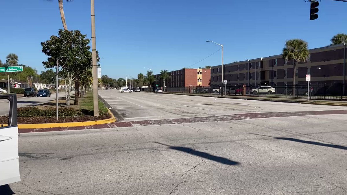 Lincoln Street then looking east down Mary McLeod Bethune Blvd. which is the main road thru  @bethunecookman campus. All blocked by police