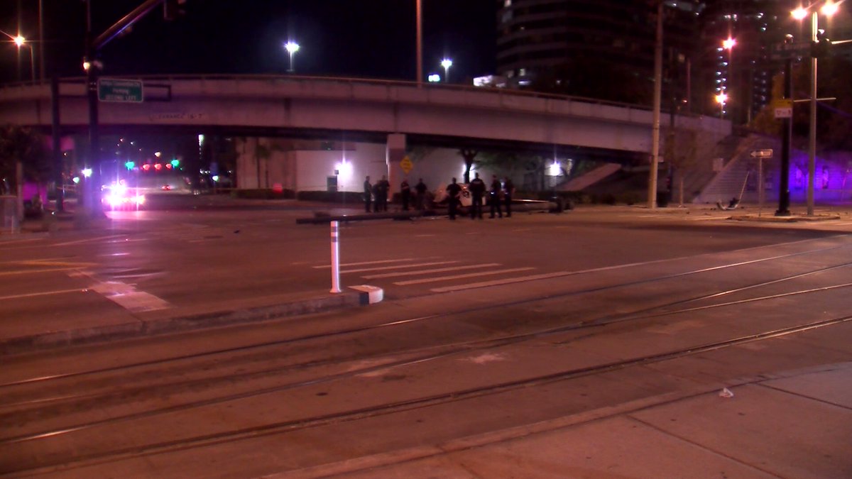 The intersection of E. Brorein St. and S. Franklin St. in downtown Tampa is closed while  @FHPTampa investigates a traffic fatality. S
