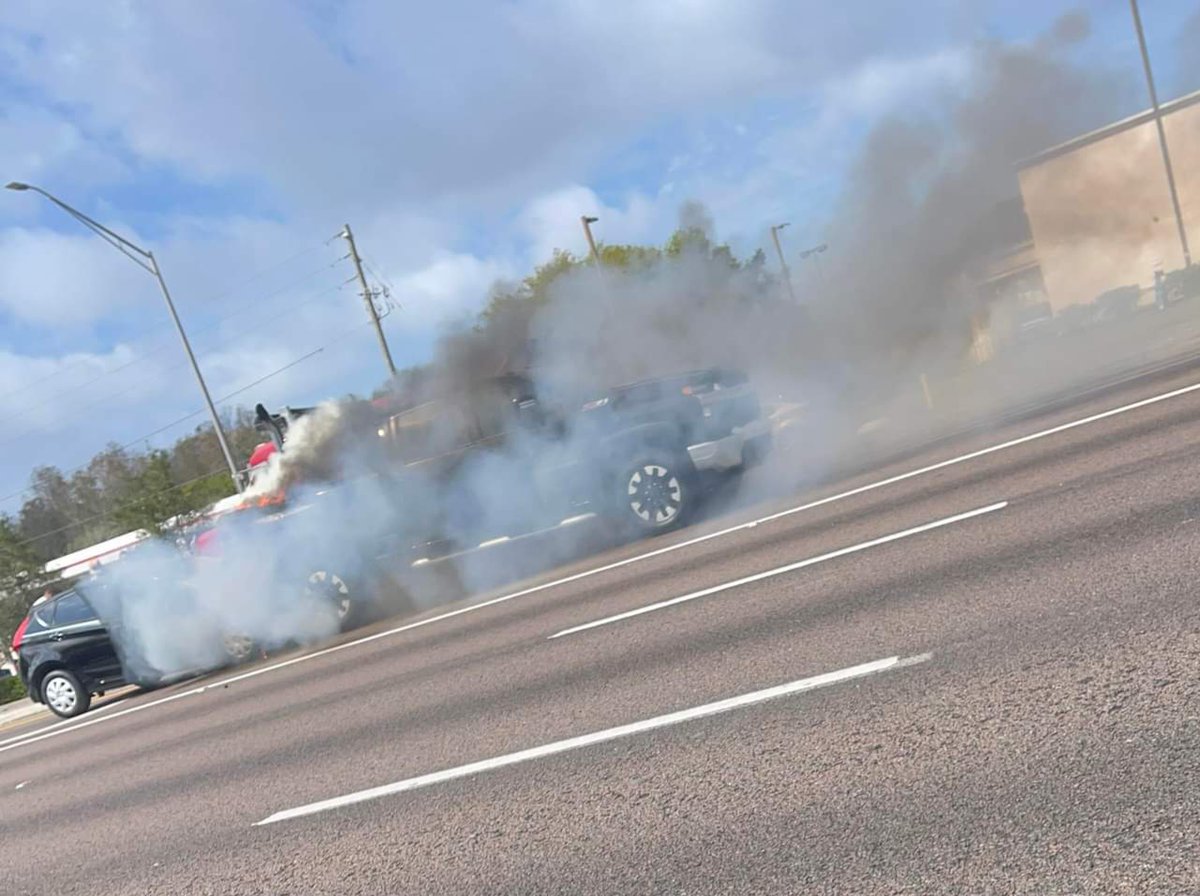 Pinellas: Vehicles on fire following crash in the area of US-19 and Nebraska Avenue. All southbound lanes of US-19 closed