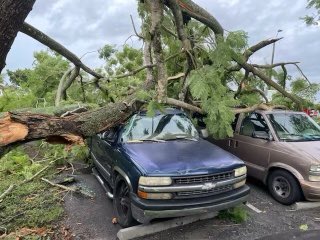 Firefighters drove through the Glades area to check on residents and structure. No major injuries anywhere but roofs damaged and downed trees  were found