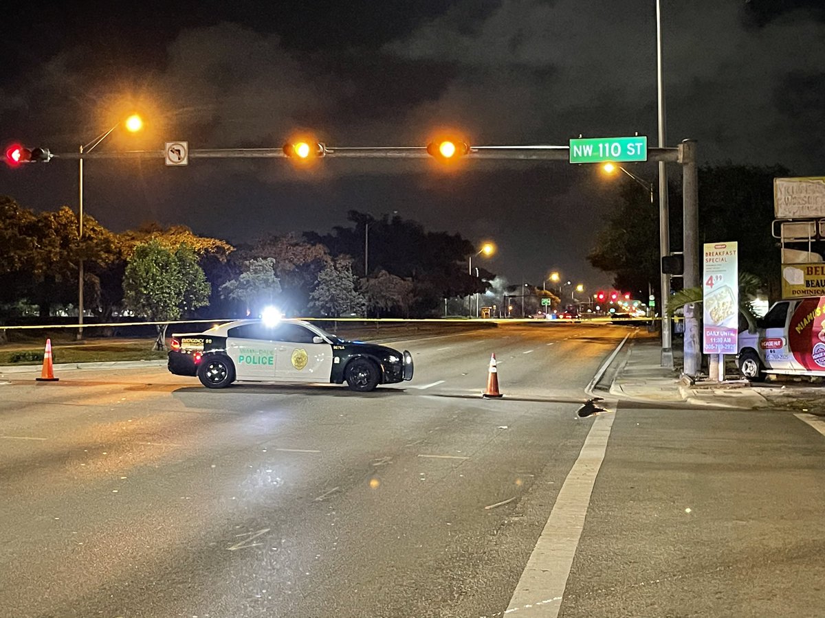 At least one person is dead following multi-car crash along NW 27th Ave & 111th St in unincorporated Miami-Dade. Our cameras on-scene captured two cars getting towed away, road closed for several hours overnight