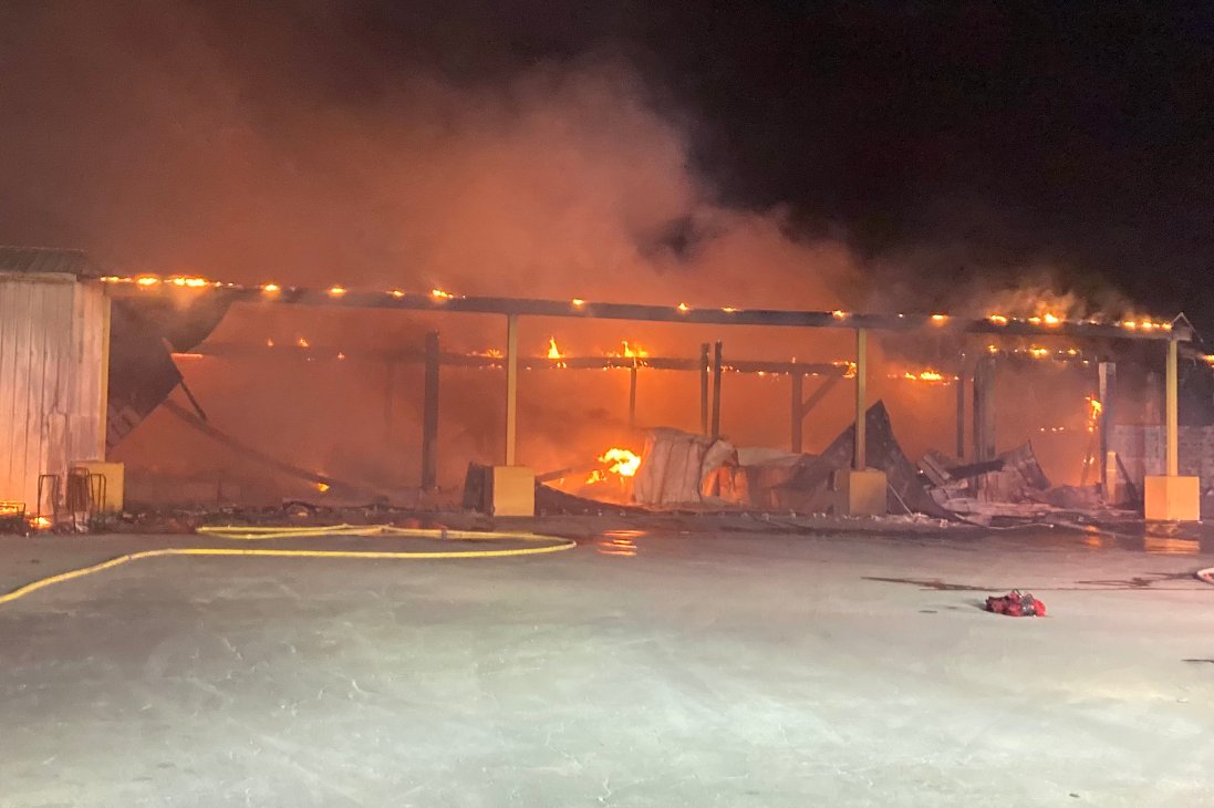 A fire has partially destroyed a Hernando County recycling center after breaking out early Saturday morning.