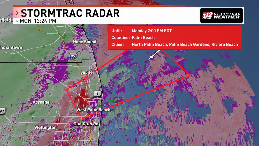 A Tornado Warning has been issued for Palm Beach