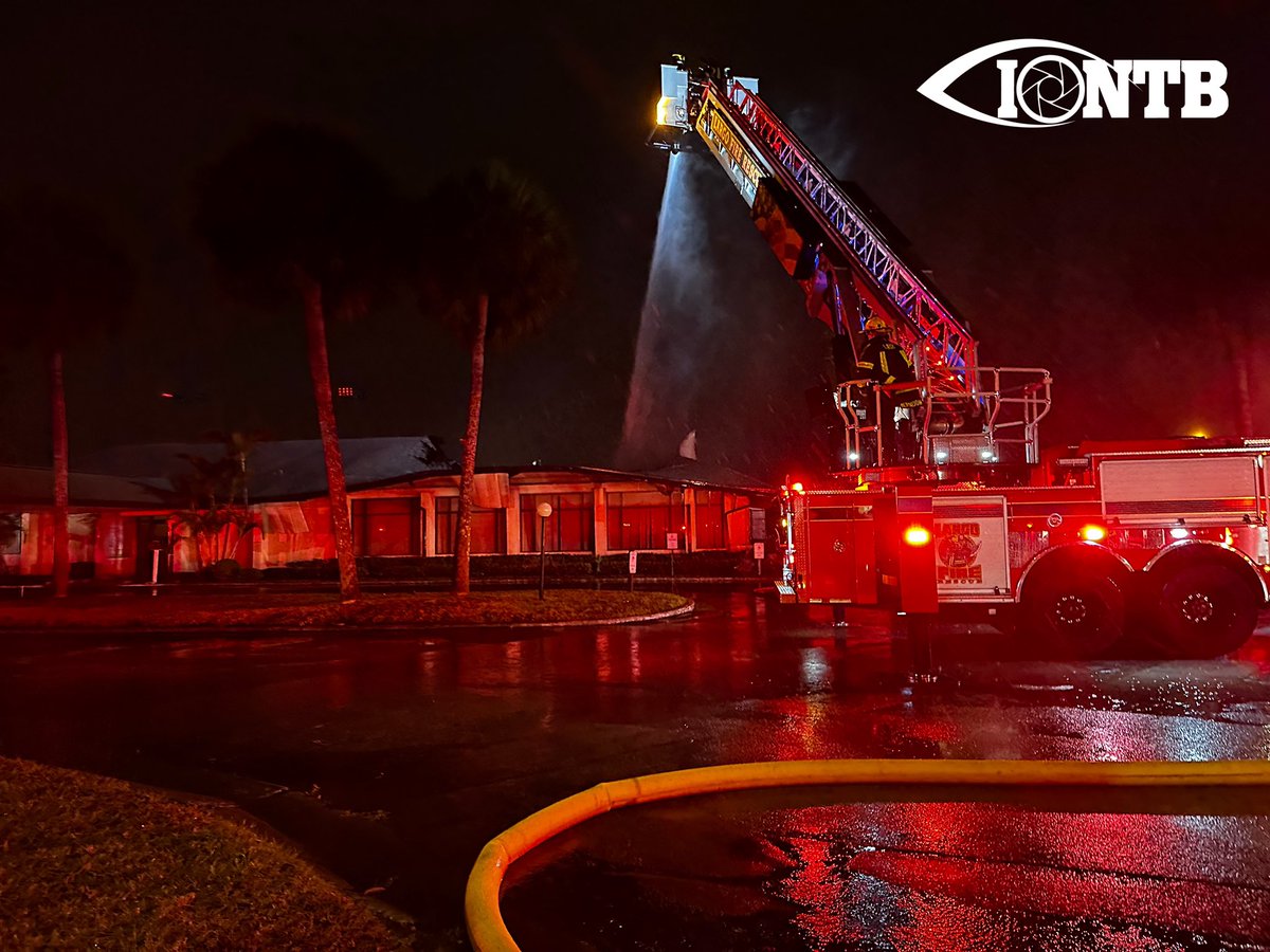 Largo: Firefighters on-scene of a fire at the clubhouse at 1406 Water View Drive W. Partial roof collapse