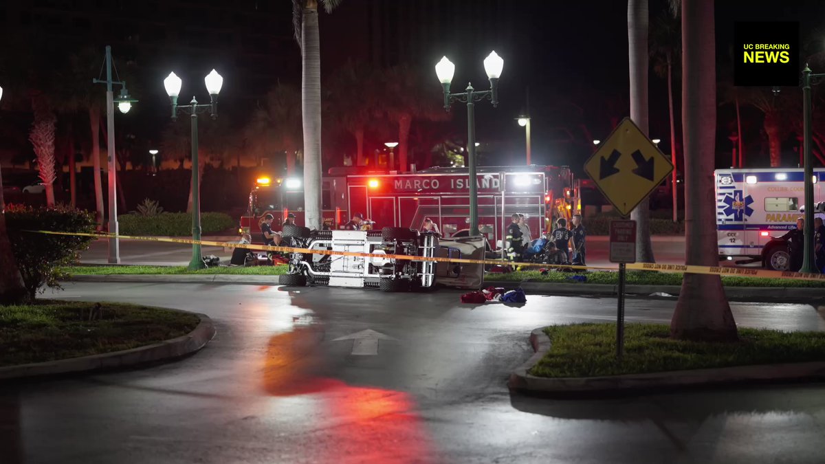 Five people have been injured, three seriously, after a golf cart crashed and overturned onto its side near 599 S Collier Boulevard on Marco Island