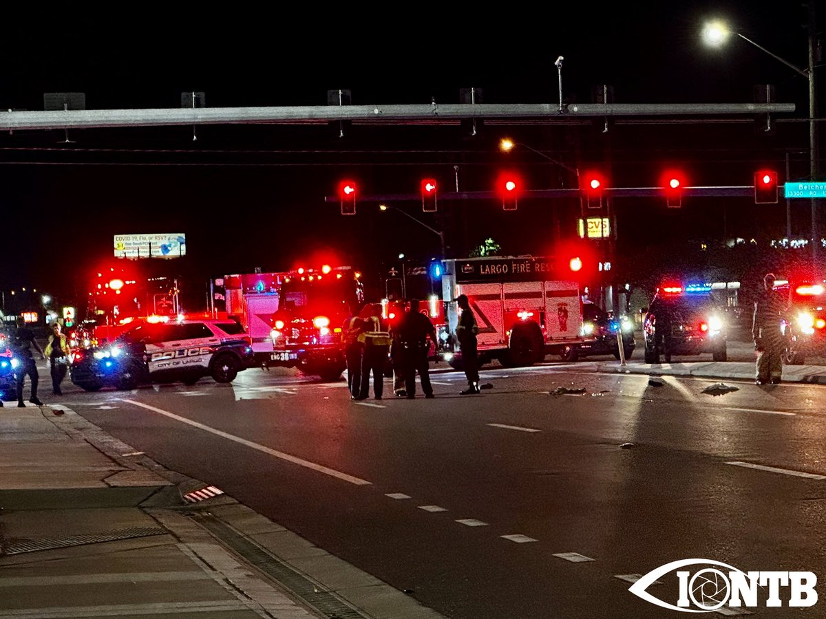 Largo: Pedestrian struck by a vehicle closing all eastbound lanes of Ulmerton Road just east of Belcher Road. Life-threatening injuries