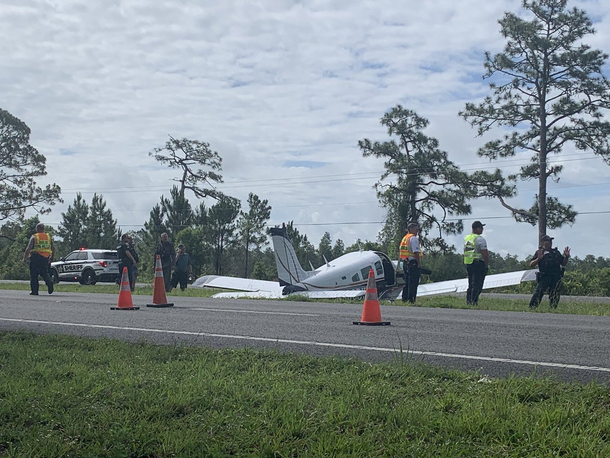 A small plane had to make an emergency landing. Two passengers were on board and are reportedly okay. Emergency teams are directing traffic   trying to figure out how to remove the plane