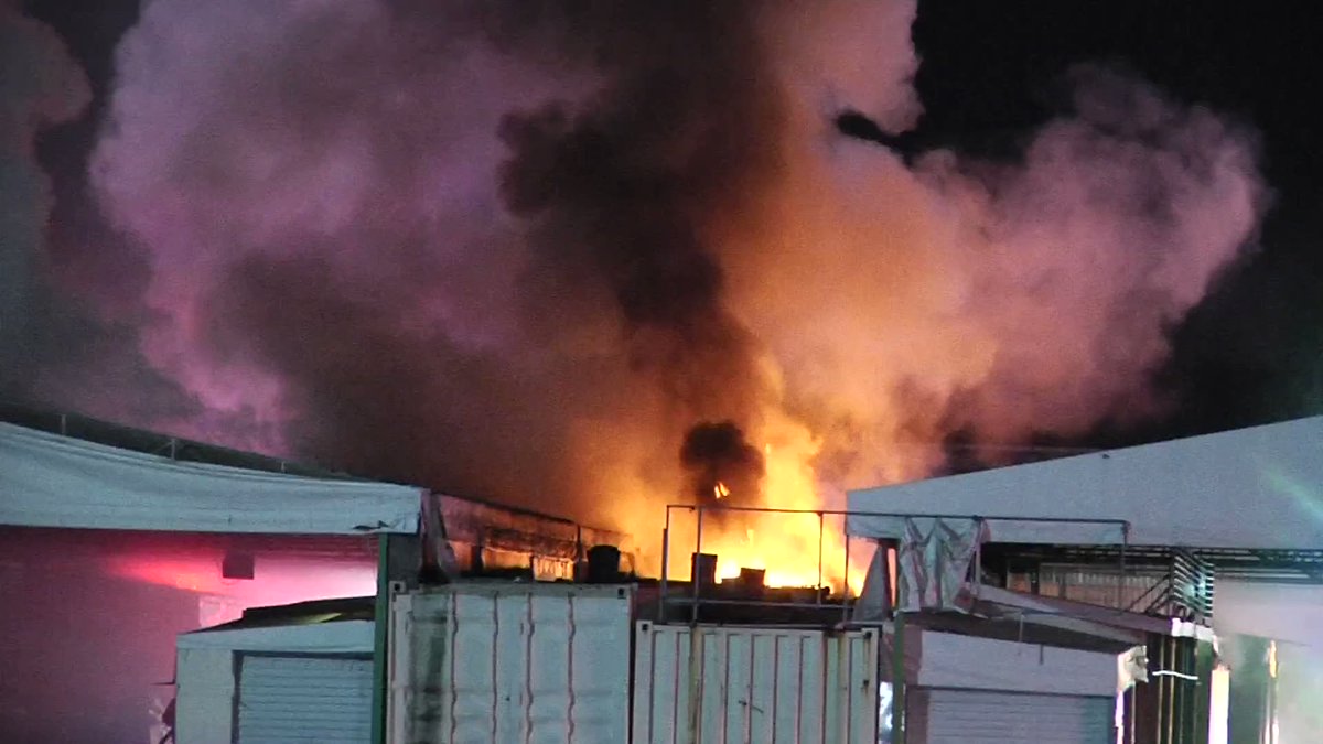 A fire erupted early Tuesday morning at the Swap Shop in Lauderhill