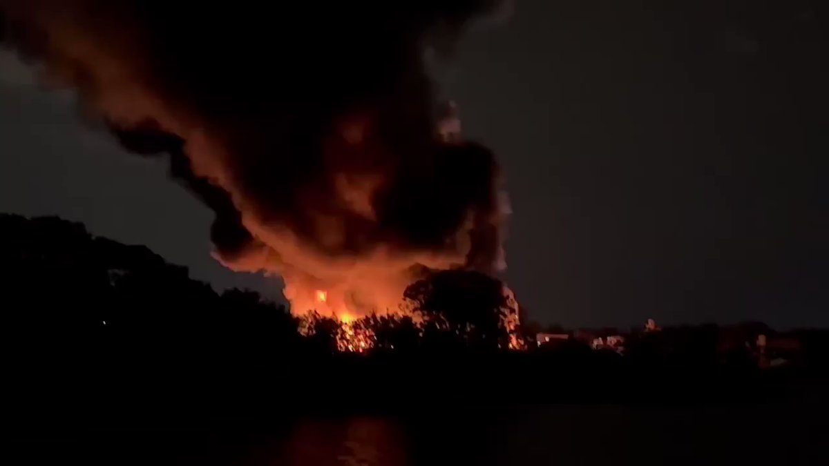 Large fire burning at recycling center in Pensacola, Florida; no immediate reports of injuries