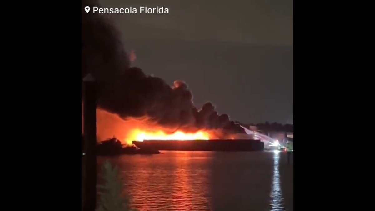 Numerous firefighters are batting a massive fire at a recycling center  Pensacola   Florida
