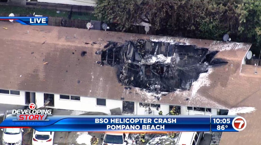 2 hospitalized following Broward Sheriff's helicopter crash in Pompano Beach, Florida