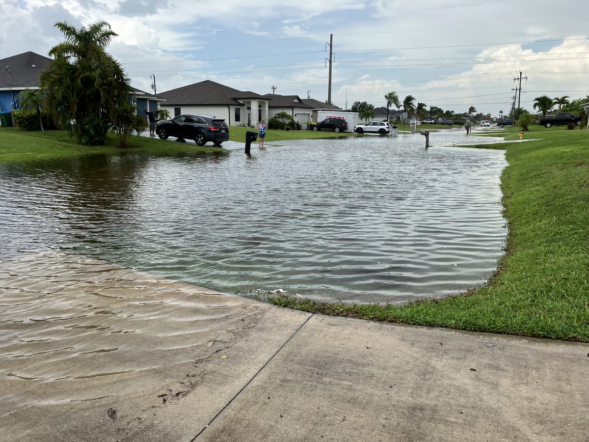 Flooded streets in Cape Coral from a train of heavy rain that moved in from the gulf. This picture is from SW 30th St and 20th Ave in the SW Cape.
