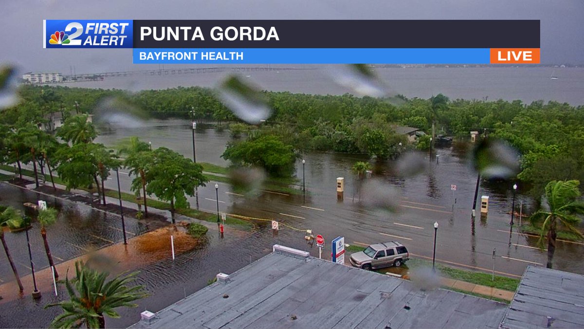 Flooding in downtown Punta Gorda this morning from minor storm surge along the Peace River