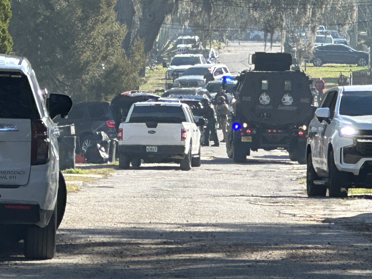 Pasco County deputies have surrounded a Zephyrhills home after exchanging gunfire with a suspect, the agency says