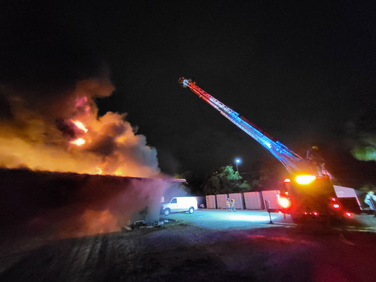 BuildingFire: Firefighters are working on putting out a 2 alarm building fire at an abandoned auto shop on the 6400 block of University Blvd. Heavy flames and smoke are showing