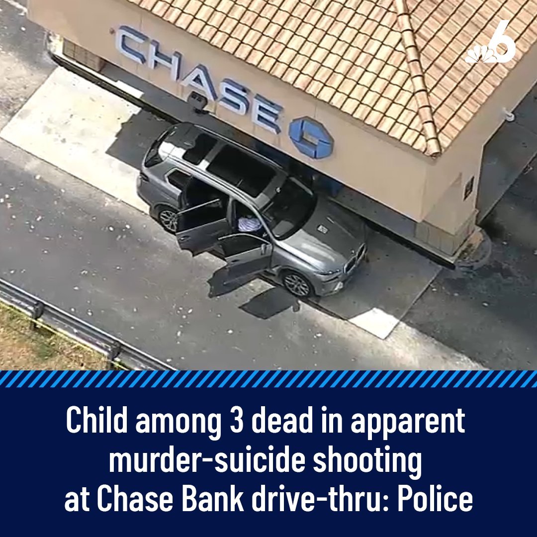 Three people, including a child, are dead after what appears to be a murder-suicide shooting outside a Chase Bank in SW Miami-Dade Friday morning, authorities said.