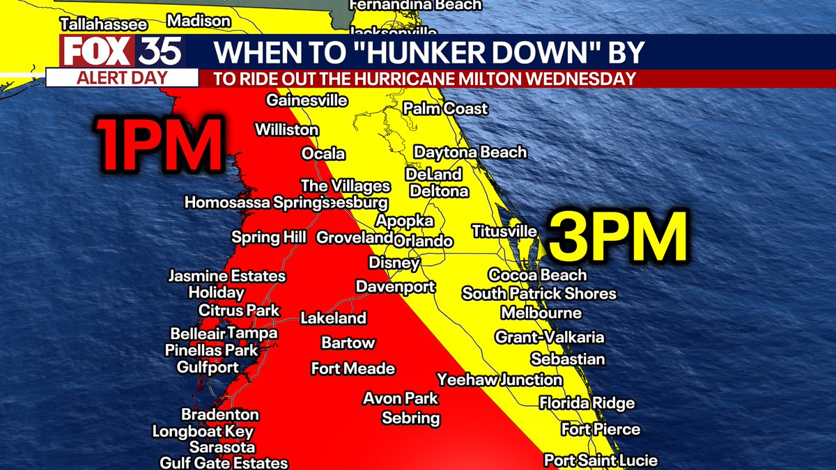 This is the recommended time 'to be in your place of shelter' Wednesday where you will ride out the hurricane