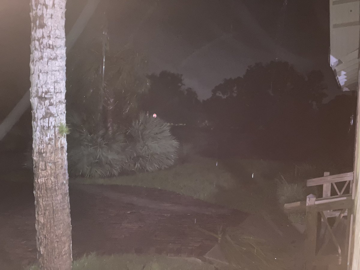 The power just went out briefly here in Palatka, very strong wind and consistent rain.