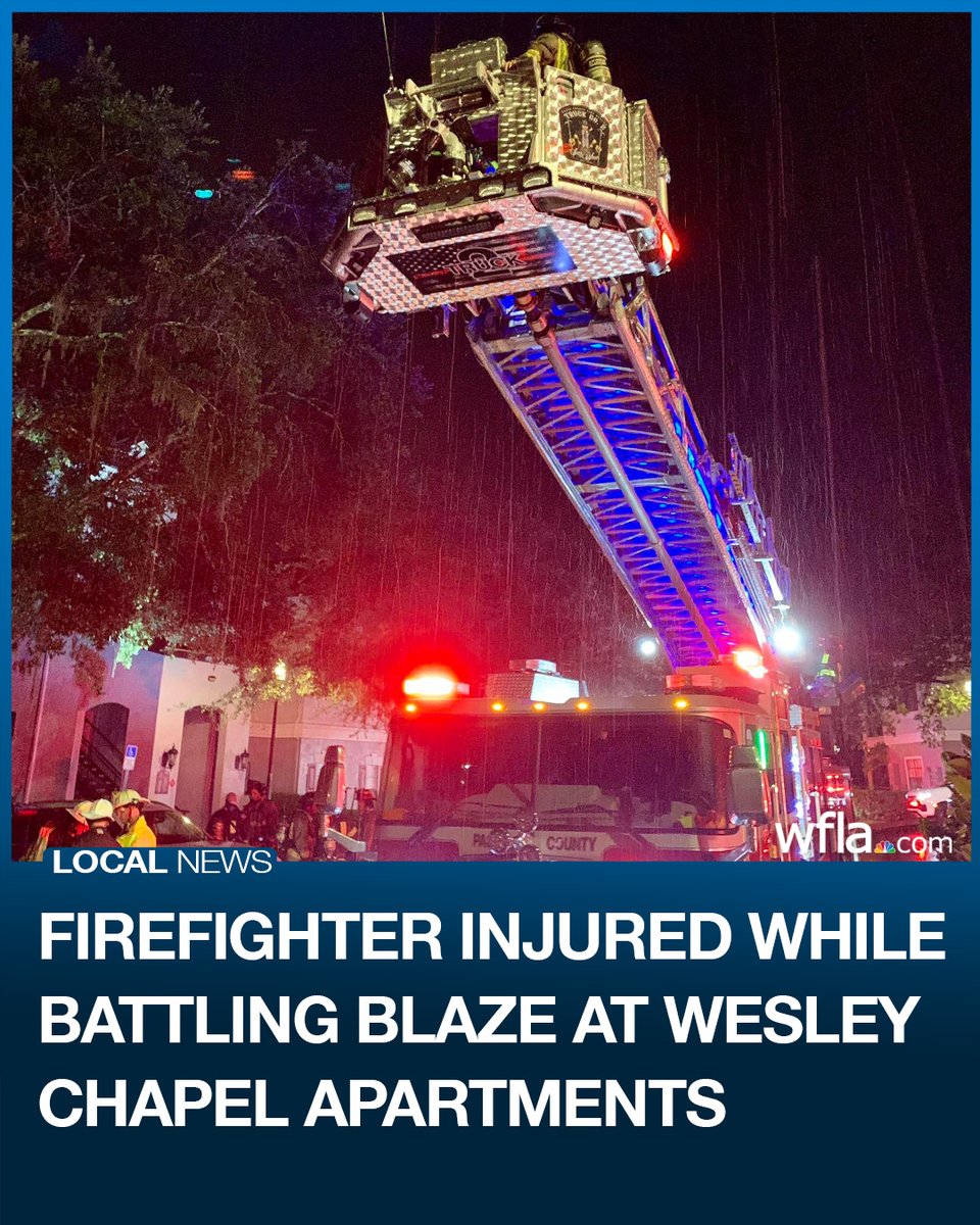 A firefighter was injured while battling a blaze at a Wesley Chapel apartment complex Thursday night, officials said