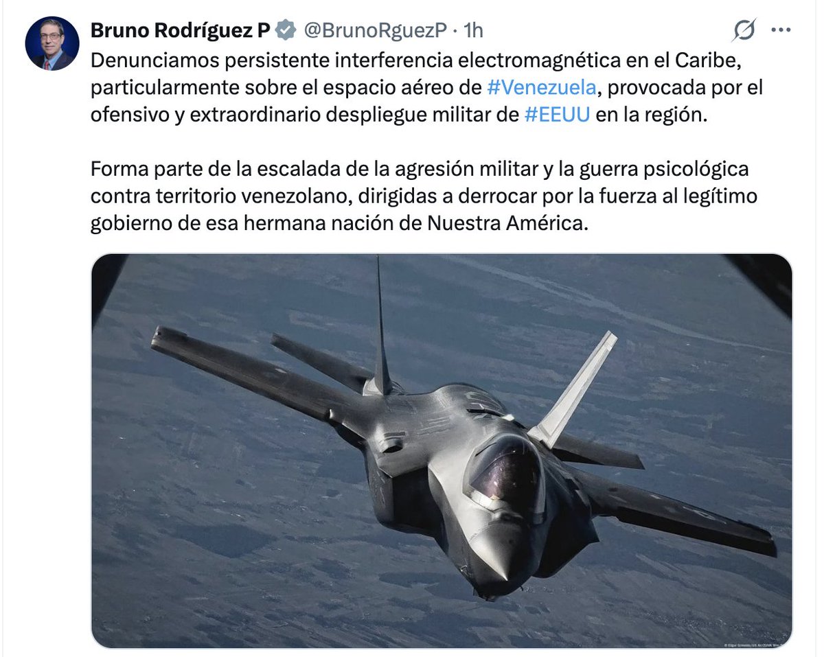 Cuban Foreign Minister denounces persistent electromagnetic interference in the Caribbean, particularly over Venezuelan airspace