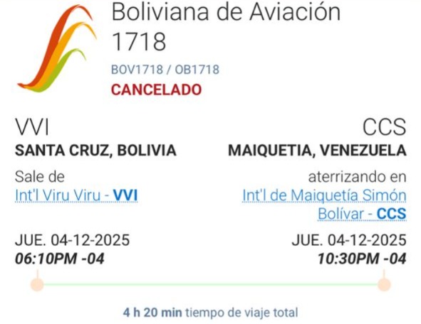 All international airlines that had connections with Venezuela have already suspended their flights to Caracas. In the last few hours, Copa, Wingo, Satena, and the last remaining airline, Boliviana de Aviación, have also canceled their flights.