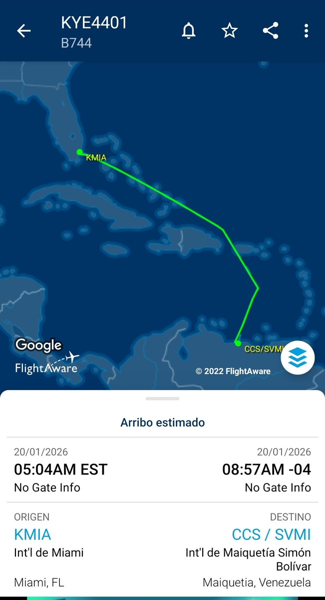 Un avión de carga estadounidense aterrizó hoy en Maiquetía con carga para la embajada de Estados Unidos en Caracas mientras se prepara para reabrir.