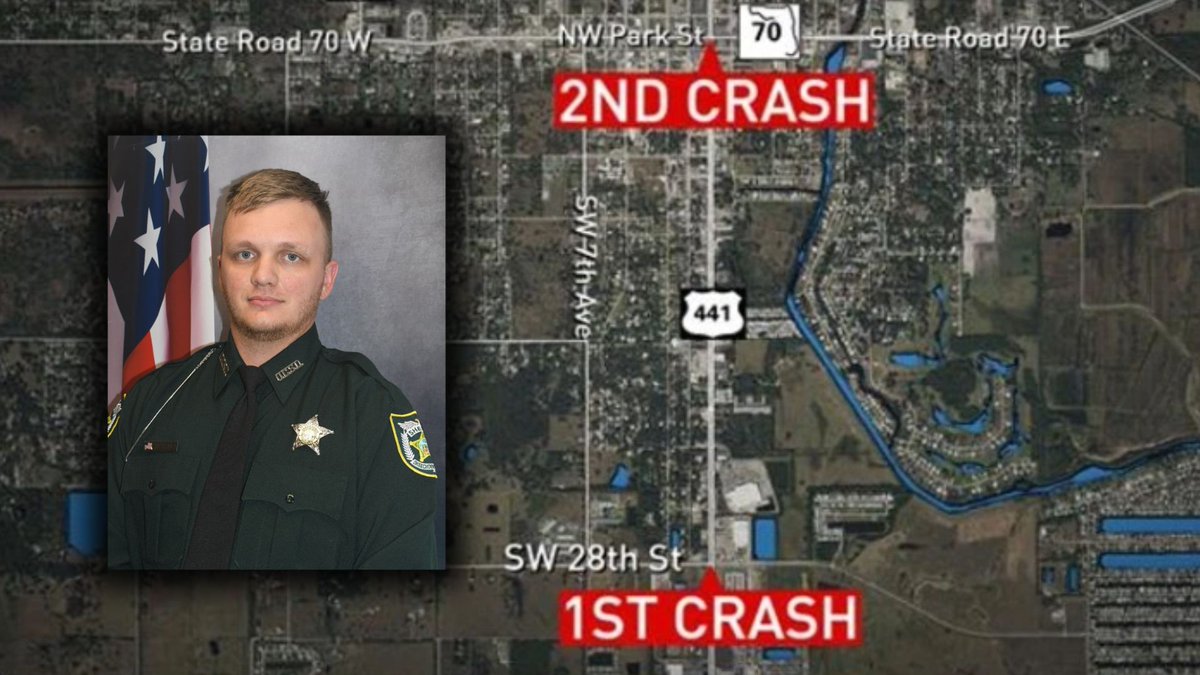Injured deputy identified, airlifted after back-to-back crashes in Okeechobee Co
