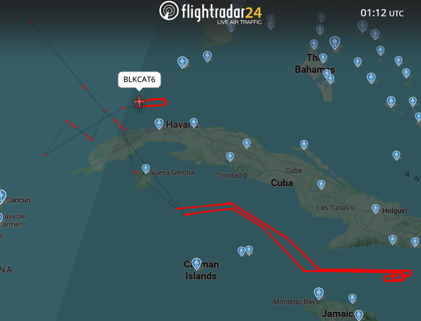 A US Navy MQ-4 high-altitude surveillance drone continues to conduct an extensive reconnaissance mission of Cuba this evening. The drone is now loitering just off Havana