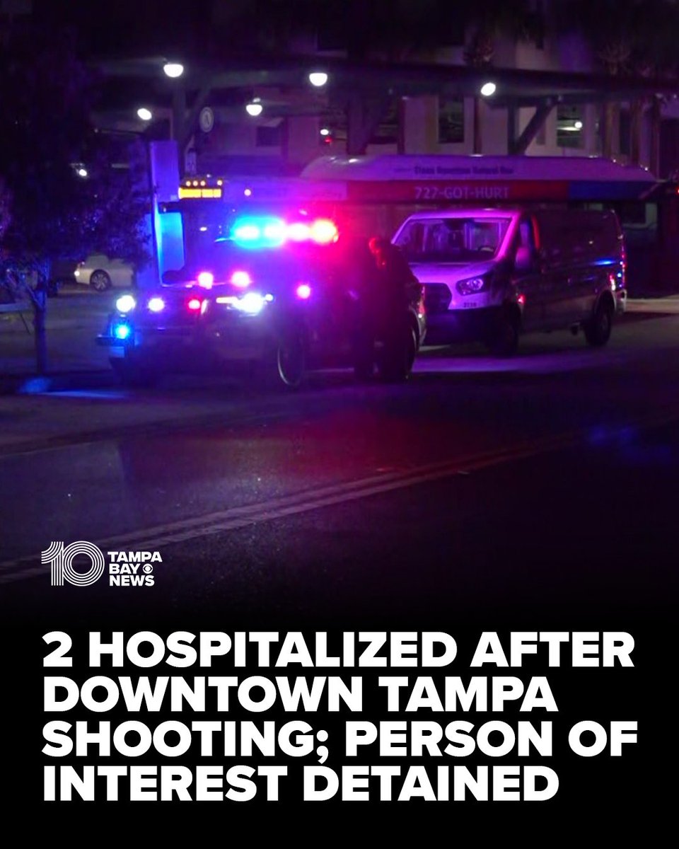 Two men have been hospitalized after a shooting in downtown Tampa on Friday night. police were still at the scene