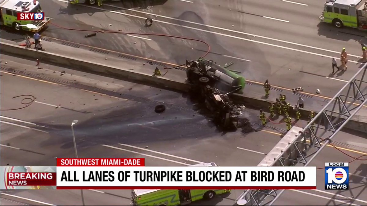 A tanker truck driver was killed Thursday after the truck overturned and crashed into a concrete median barrier on the Florida Turnpike near Bird Road in southwest Miami-Dade, according to the Florida Highway Patrol.
