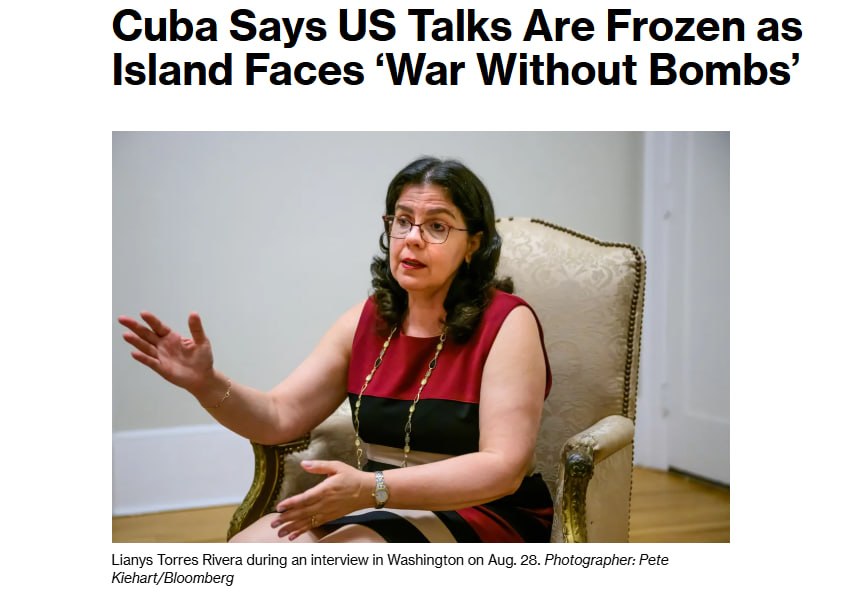 Cuba's top diplomat in Washington, Lianys Torres Rivera, says official dialogue with the US has come to a complete standstill, with the two sides unable to agree on even a basic agenda. She accuses the Trump administration of refusing to discuss commerce or diplomacy despite worsening humanitarian conditions from US sanctions, including rising infant mortality and preventable deaths. Torres Rivera rejected claims that Cuba threatens US national security or fosters anti-American dissent, saying Havana wants a relationship of respect with Washington. Source: Bloomberg
